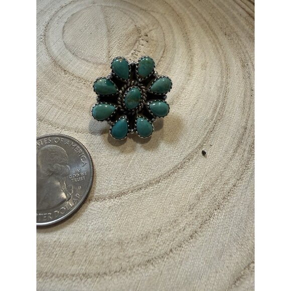 Artisan STERLING SILVER Large TURQUOISE CLUSTER Statement EARRINGS Southwest New - Picture 6 of 11